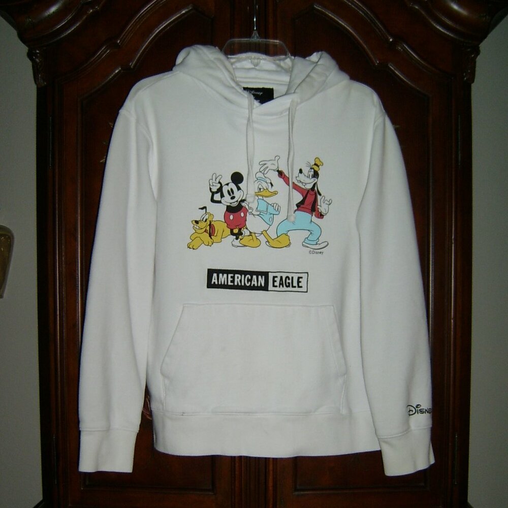 American Eagle Disney White Hoodie with Characters, Size M